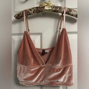 H&M Pink Velour Bralette Crop Top